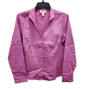 Talbots Women's Vintage Mauve 100%‎ Cotton Long Sleeve Button Up Blouse Size 10